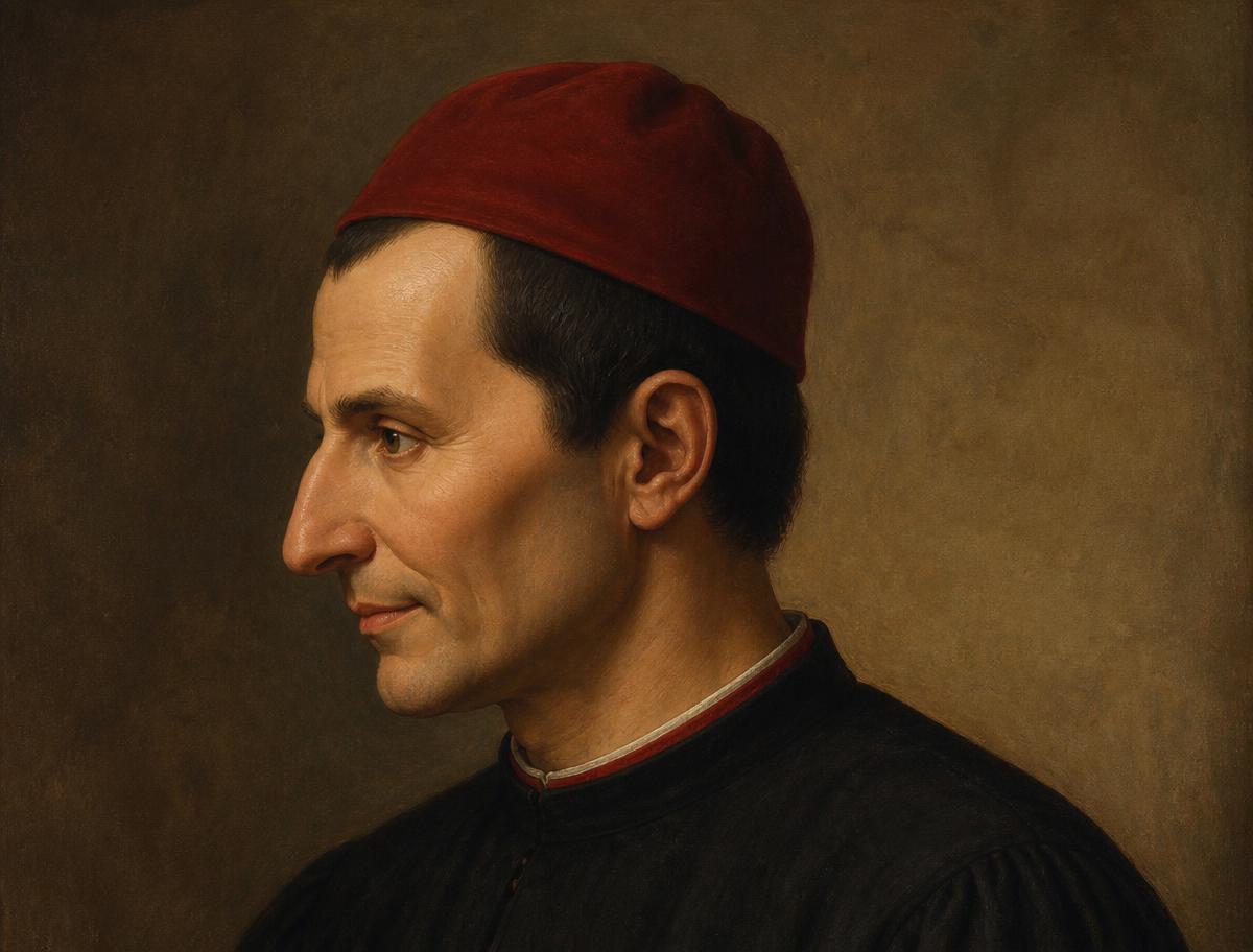 Portrait of Niccolò Machiavelli in a red cap